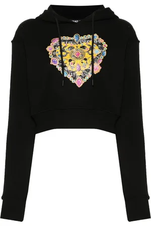VERSACE Logo-print cropped hoodie