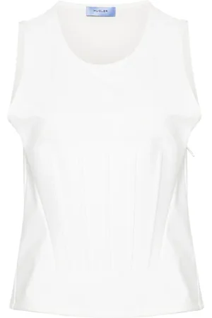 MUGLER Logo-debossed jersey top