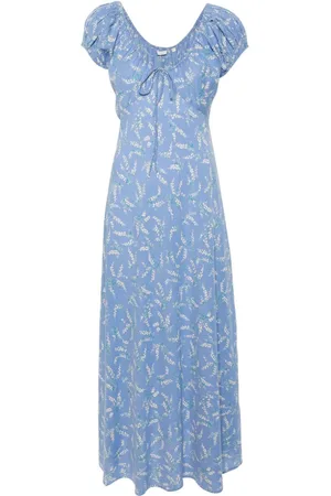 Doen Wide-neck floral-print midi dress