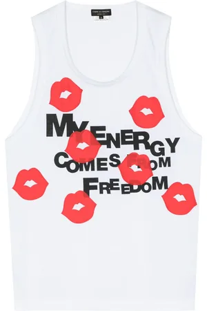 Comme des Garçons Lips-print scoop-neck tank top