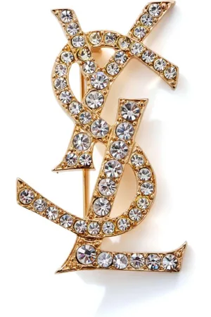 Saint Laurent Cassandre rhinestone-embellished brooch