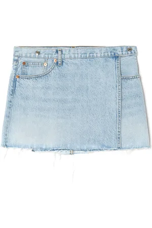RE/DONE Midi-rise wrap denim skirt