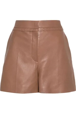 Fendi Selleria-stitching leather shorts