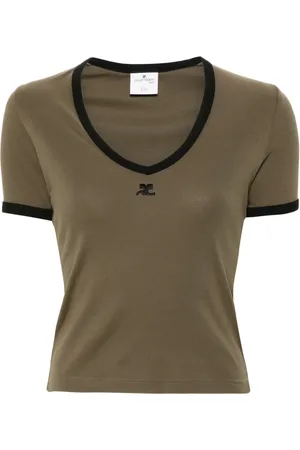 Courrèges Logo-patch V-neck T-shirt