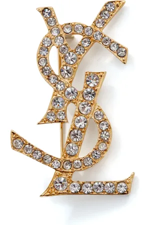Saint Laurent Cassandre rhinestone-embellished brooch