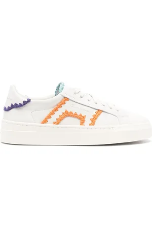 santoni Contrast-trim leather sneakers