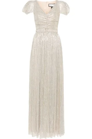 NISSA Metallic-striped maxi dress