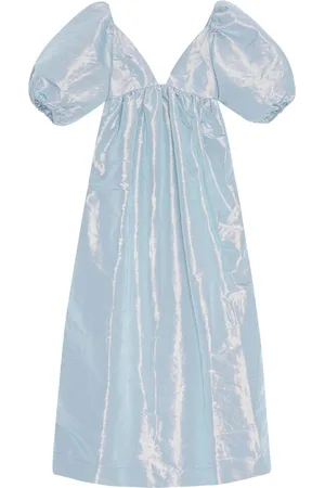 Ganni Puff-sleeve taffeta maxi dress