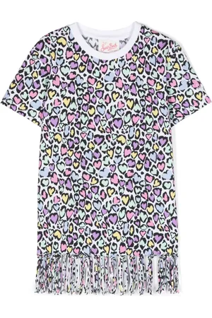 MC2 SAINT BARTH Heart-print fringed dress