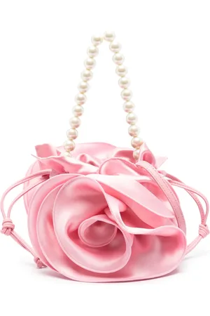 MAGDA BUTRYM Rose-appliqué satin bucket bag