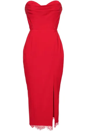 Marchesa Notte Lace-detail strapless dress