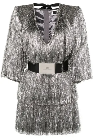 Elisabetta Franchi Fringed lurex mini dress