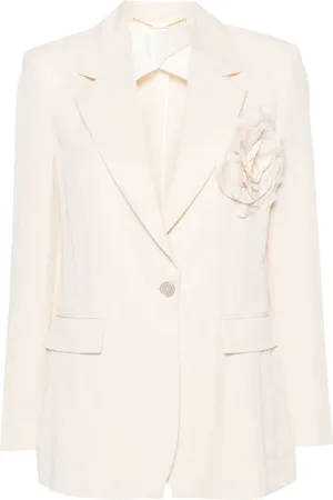 BLUMARINE Single-breasted floral-appliqué blazer