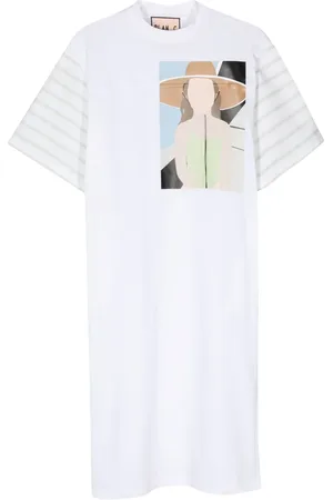 Plan C Graphic-print midi T-shirt dress