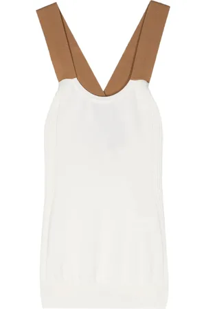 Plan C Crossover-straps fine-knit top