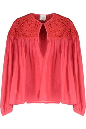 FORTE FORTE Crochet-panel long-sleeve blouse