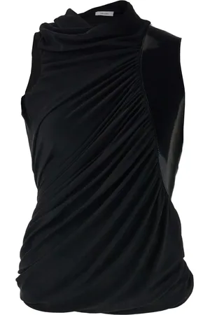 Salvatore Ferragamo Leather-panelled top