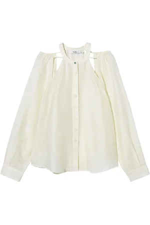 B+AB Cut-out collarless shirt