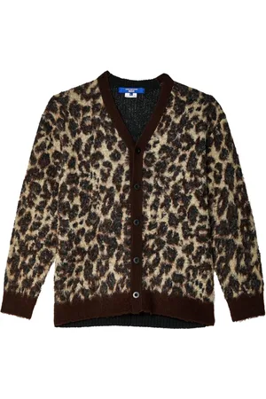 JUNYA WATANABE Leopard-intarsia brushed cardigan