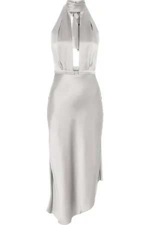 Elisabetta Franchi Asymmetric satin midi dress