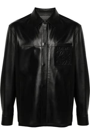 Loewe Logo-debossed leather jacket