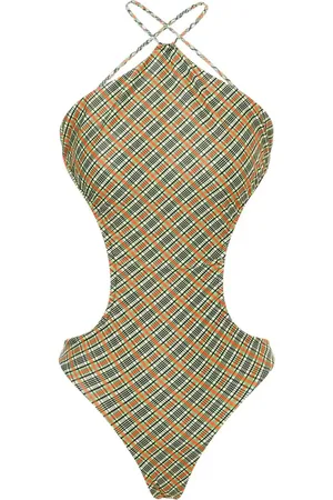 Serafini Checked cut-out swimsuit