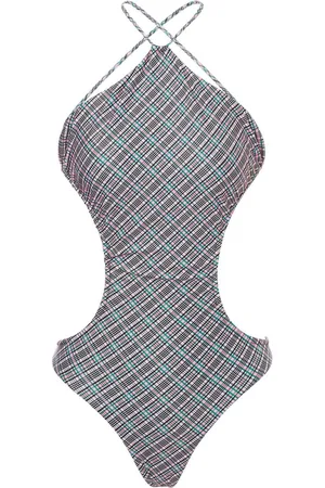 Serafini Checked cut-out swimsuit