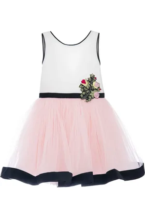 Tulleen Floral-appliqué tulle dress