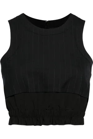 SACAI Pinstripe-pattern sleeveless crop top