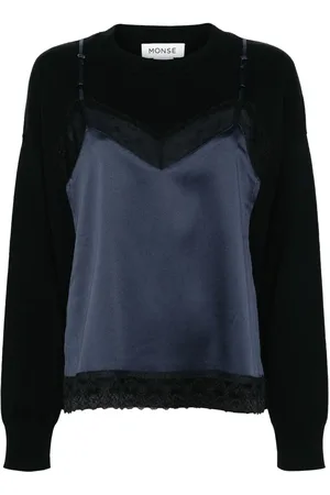 MONSE Slip-detailed wool-blend jumper
