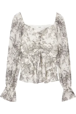 B+AB Ruched floral-print blouse