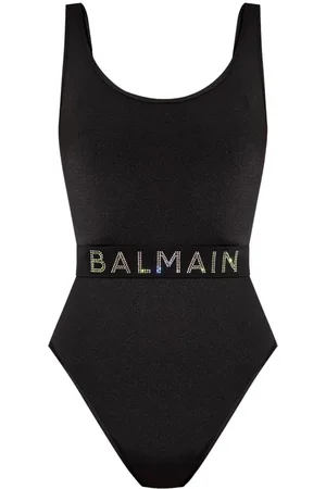 Balmain Rhinestone logo swimsuit