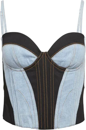 FLEUR DU MAL Two-tone denim bustier