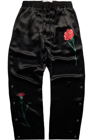 SONG FOR THE MUTE Floral-appliqu?? satin track pants