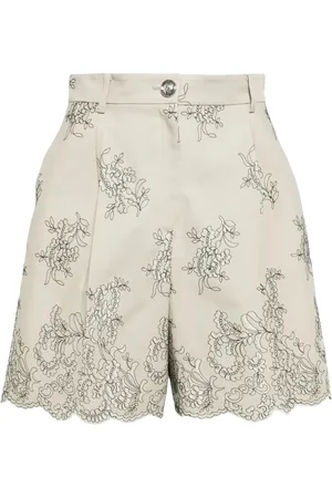Giambattista Valli Floral-embroidered high-waist shorts