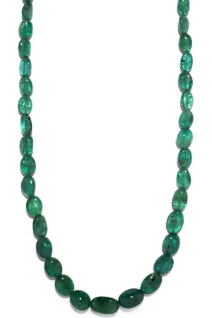 Azlee 18k yellow gold emerald beaded necklace