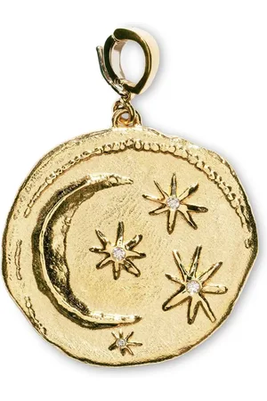 Azlee 18kt yellow large Cosmic diamond coin chain