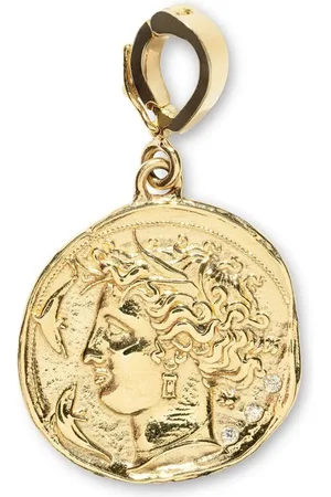 Azlee 18kt yellow small Goddess diamond pendant charm