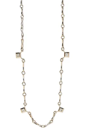 Azlee 18kt yellow small Lozenge diamond necklace