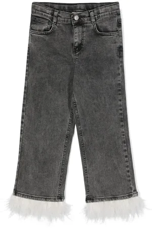 Le pandorine Embellished-feather organic cotton jeans