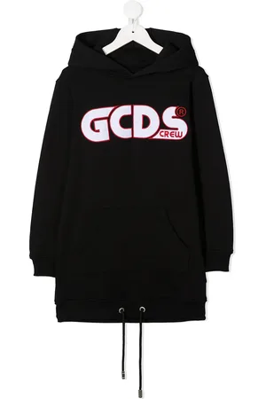 GCDS Long-length logo print hoodie