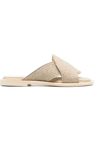Loewe Petal interwoven leather slides