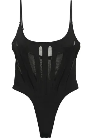 MUGLER Semi-sheer thong swimsuit