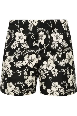 Marine Serre Hawaian-print elasticated swim shorts