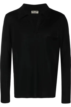 Saint Laurent Logo-embroidered knitted polo shirt