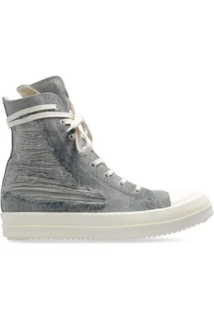 Rick Owens Ripped-detail lace-up sneakers