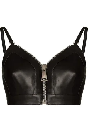 Alexander McQueen Zip-front cropped leather top