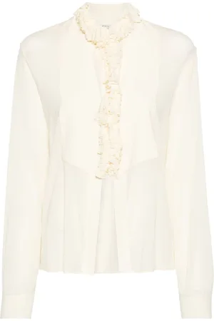 Serafini Ruffle-detal semi-sheer blouse