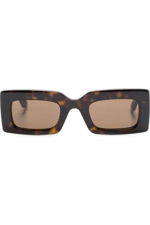 Alexander McQueen Logo-engraved rectangle-frame sunglasses