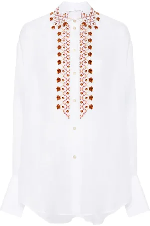 ERMANNO SCERVINO Flocked-motifs ramie shirt